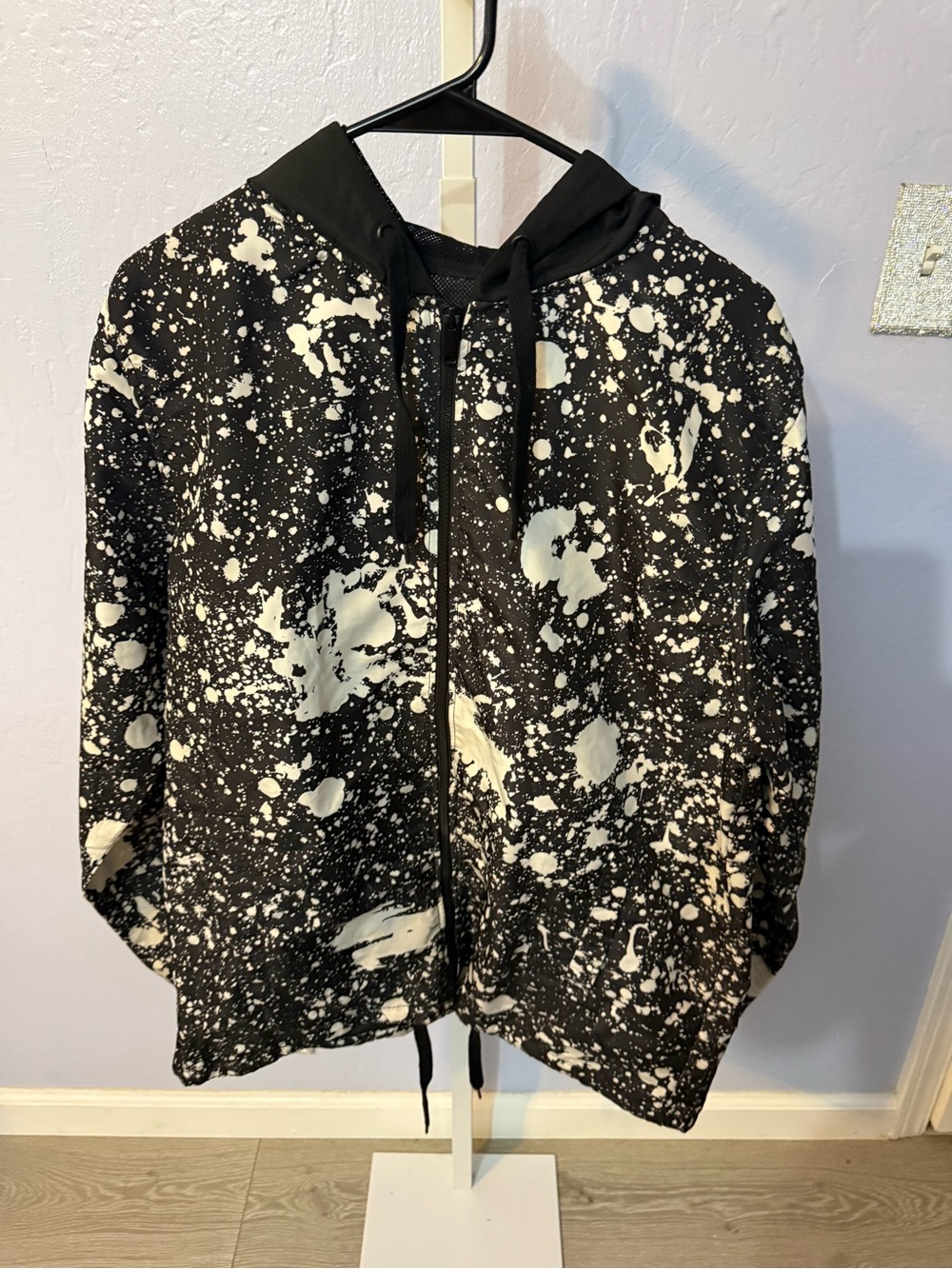 Men's Black & White Splatter Zip-Up Shirt Jacket
